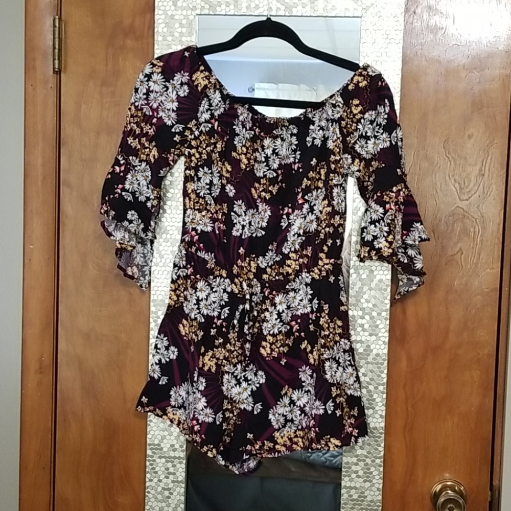 Black floral romper